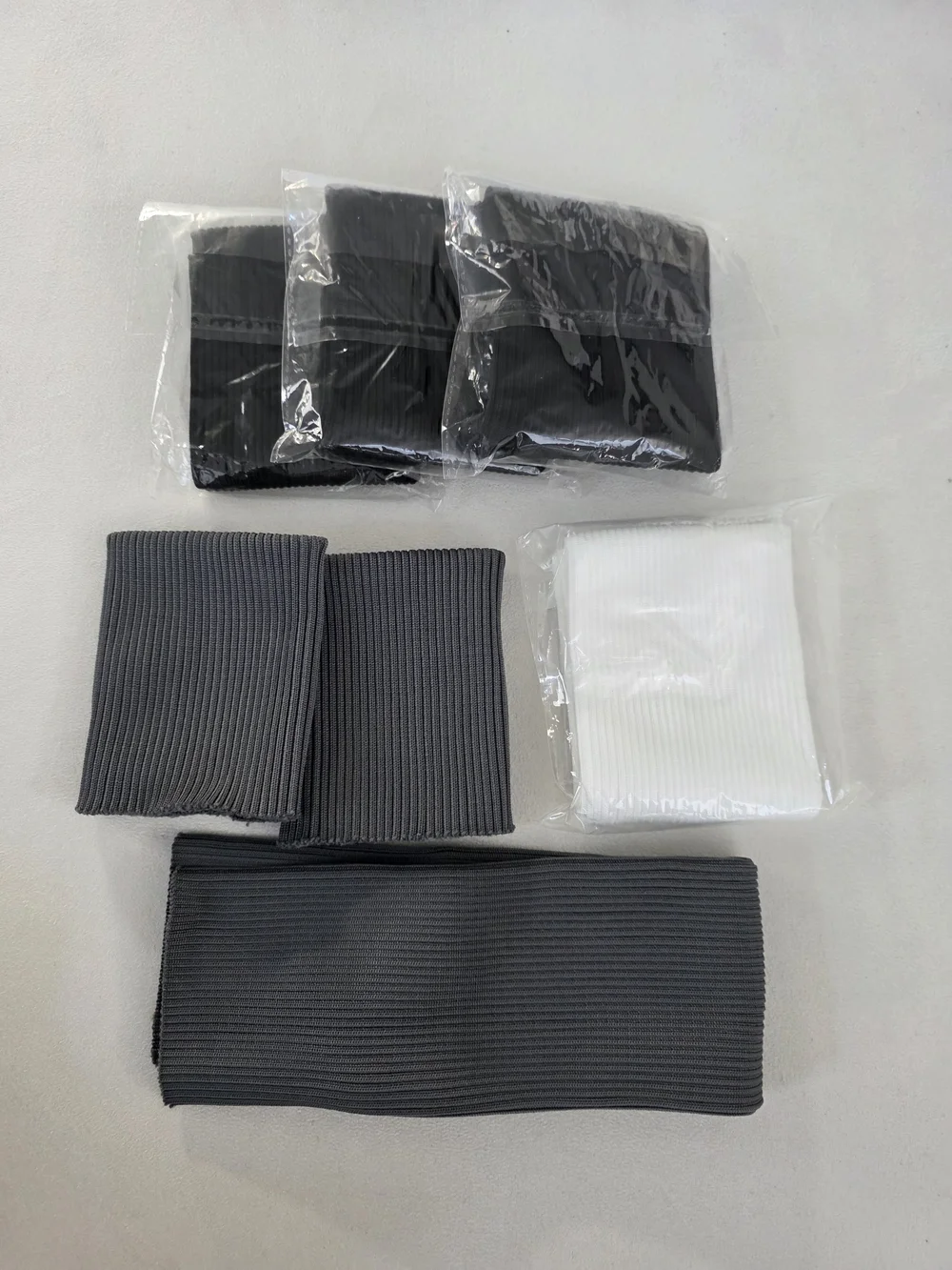 6 Ribbed Knit Cuff Trim Sets in Black, White And Grey Sewing Notions